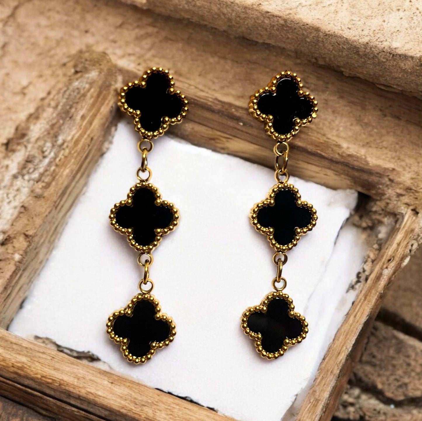 Anti Tarnish BlackFlowerEarrings