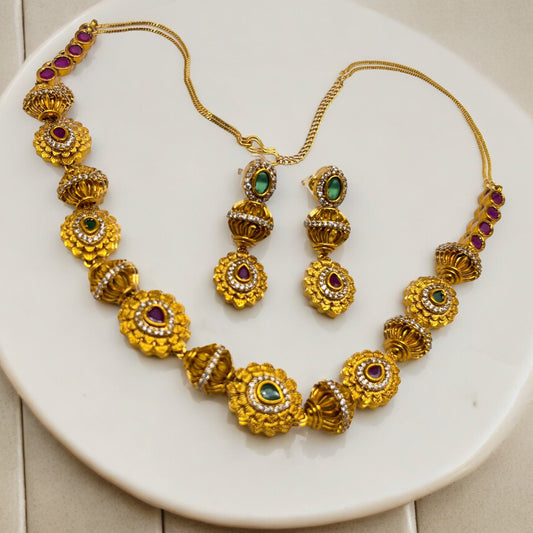 Bhul Bhulaiya Temple Necklace Jewellery Set