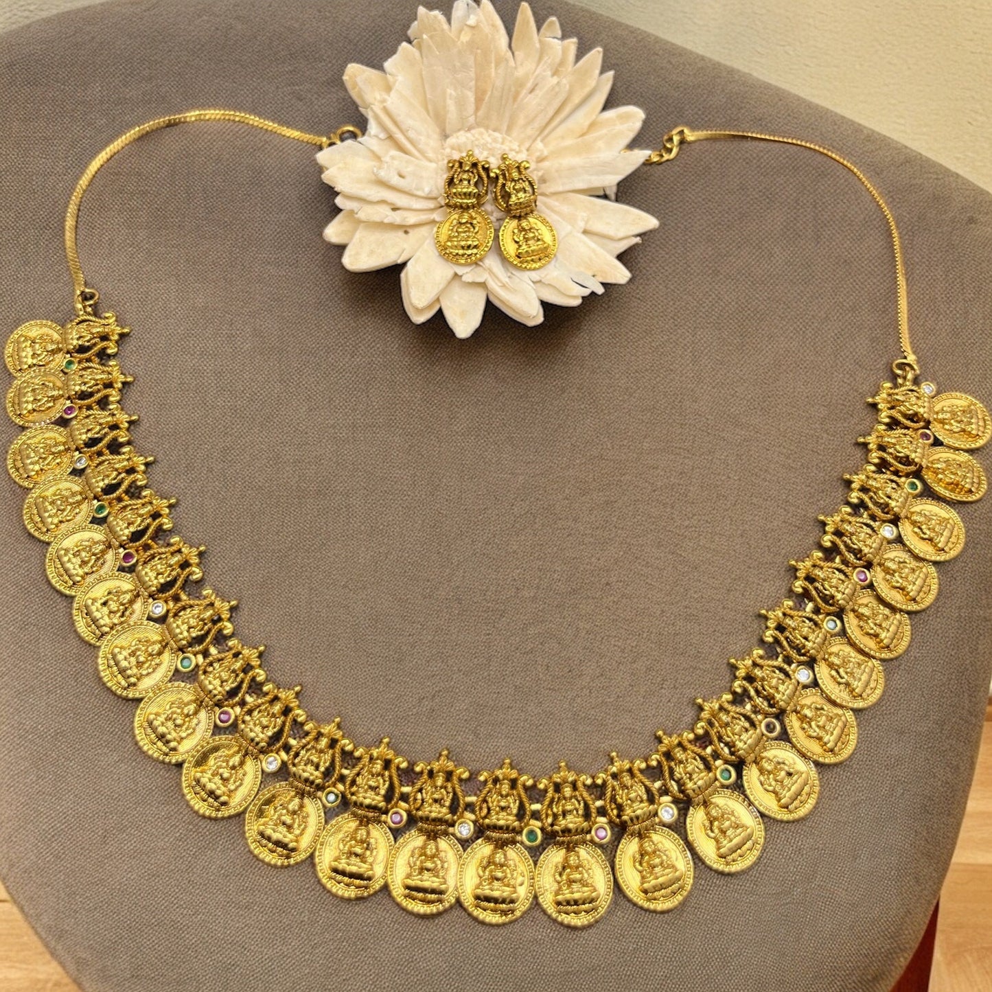 Coins Gold-Plated Temple Necklace Jewellery Set