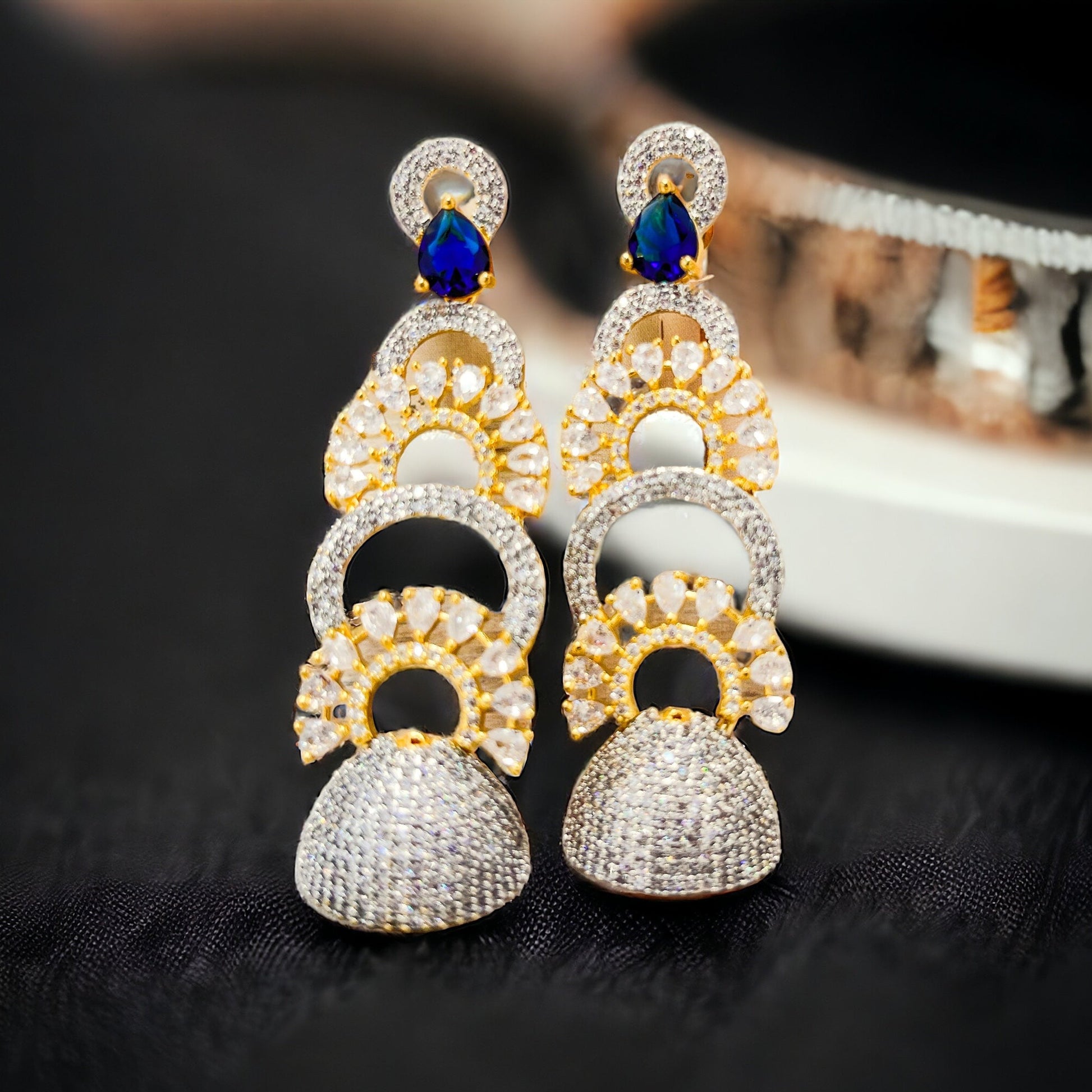 Diana - Premium CZ Earrings Blue