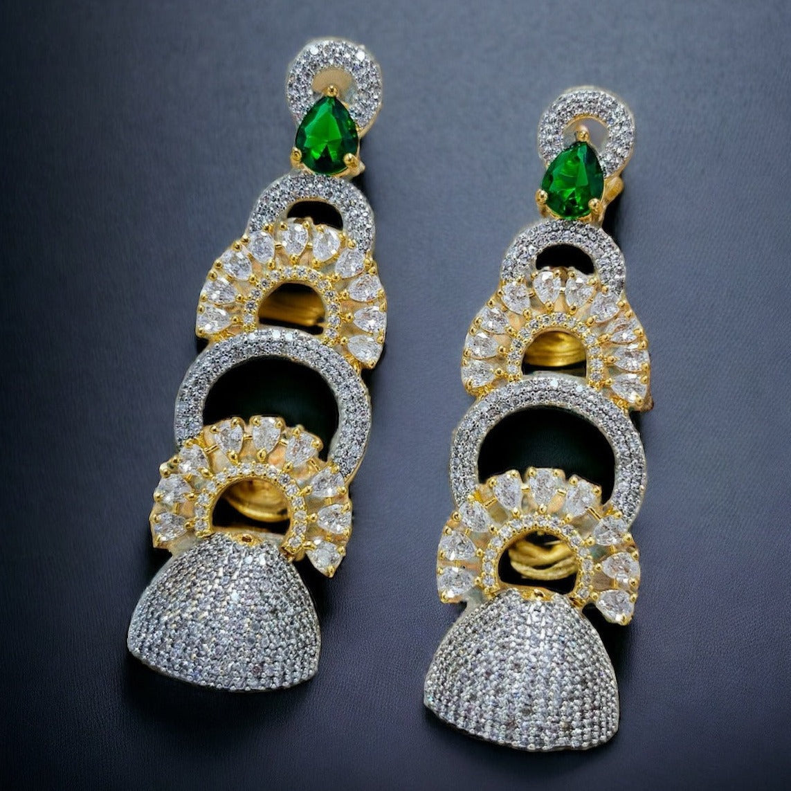 Diana - Premium CZ Earrings Green