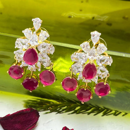 Hema - CZ Earrings Garnet