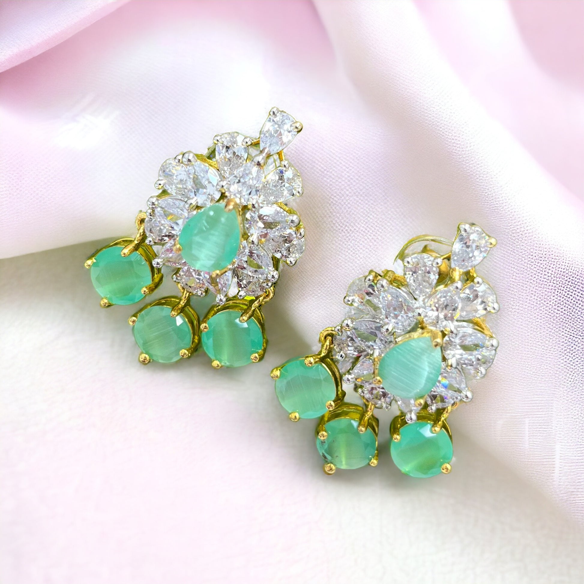 Hema - CZ Earrings Green