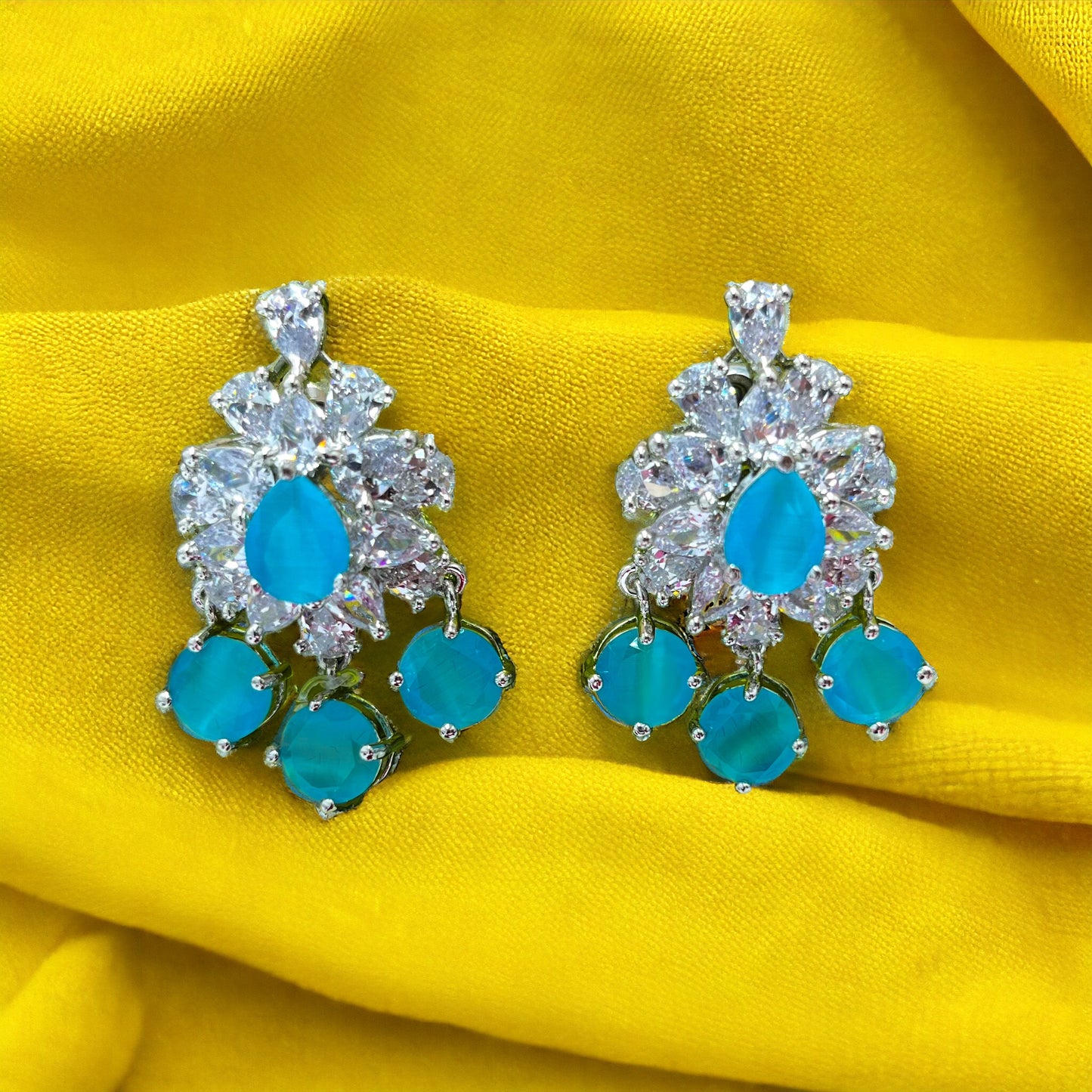 Hema - CZ Earrings Blue