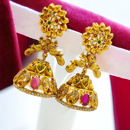 Jhanvi - Stone Studded Gold-Plated Earring