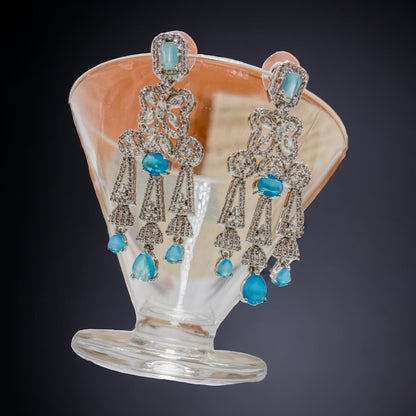 Jhilmil - Premium CZ Earrings Sky Blue