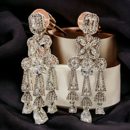 Jhilmil - Premium CZ Earrings White