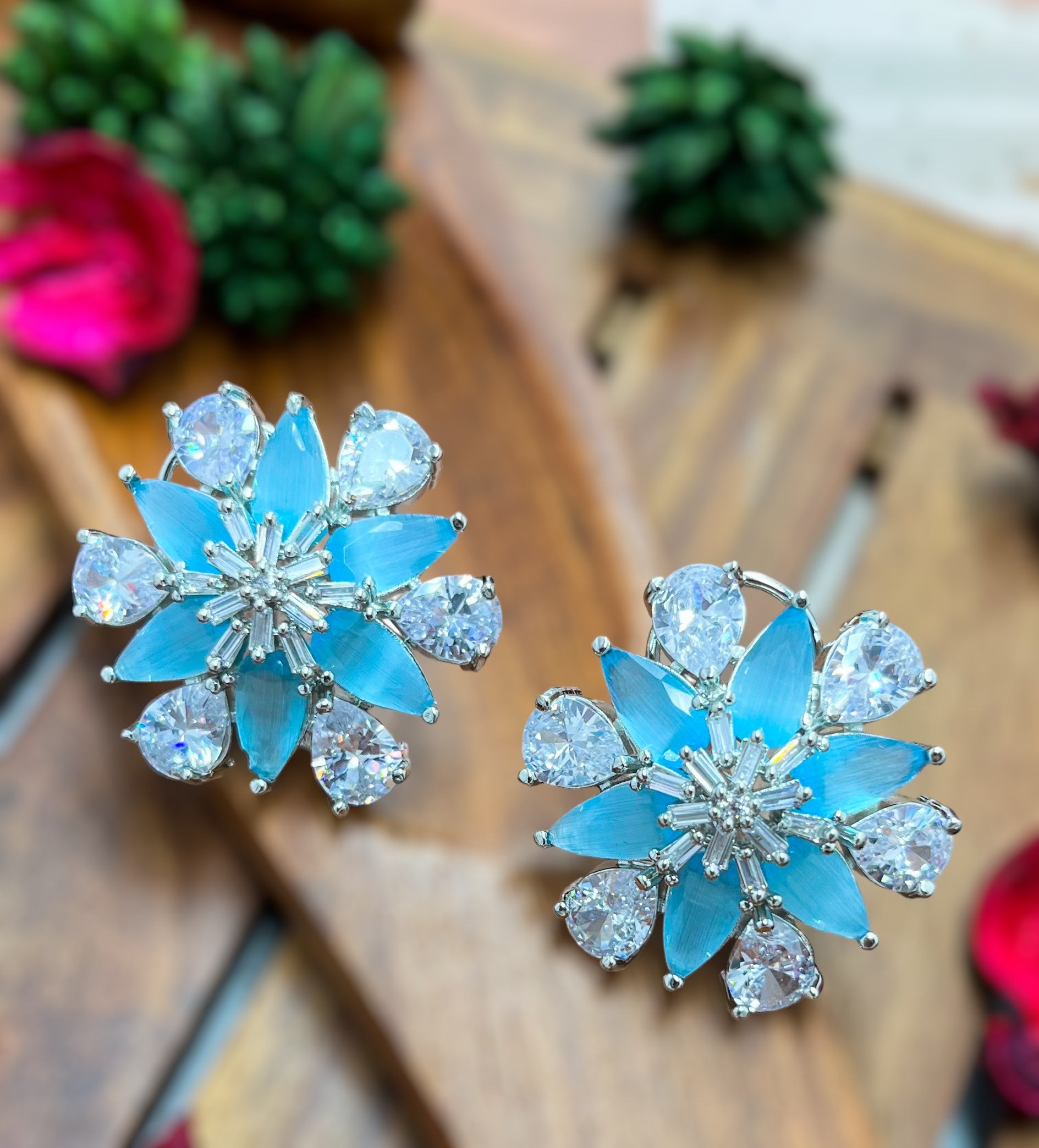 Madhuri - Premium CZ Studs Sky Blue