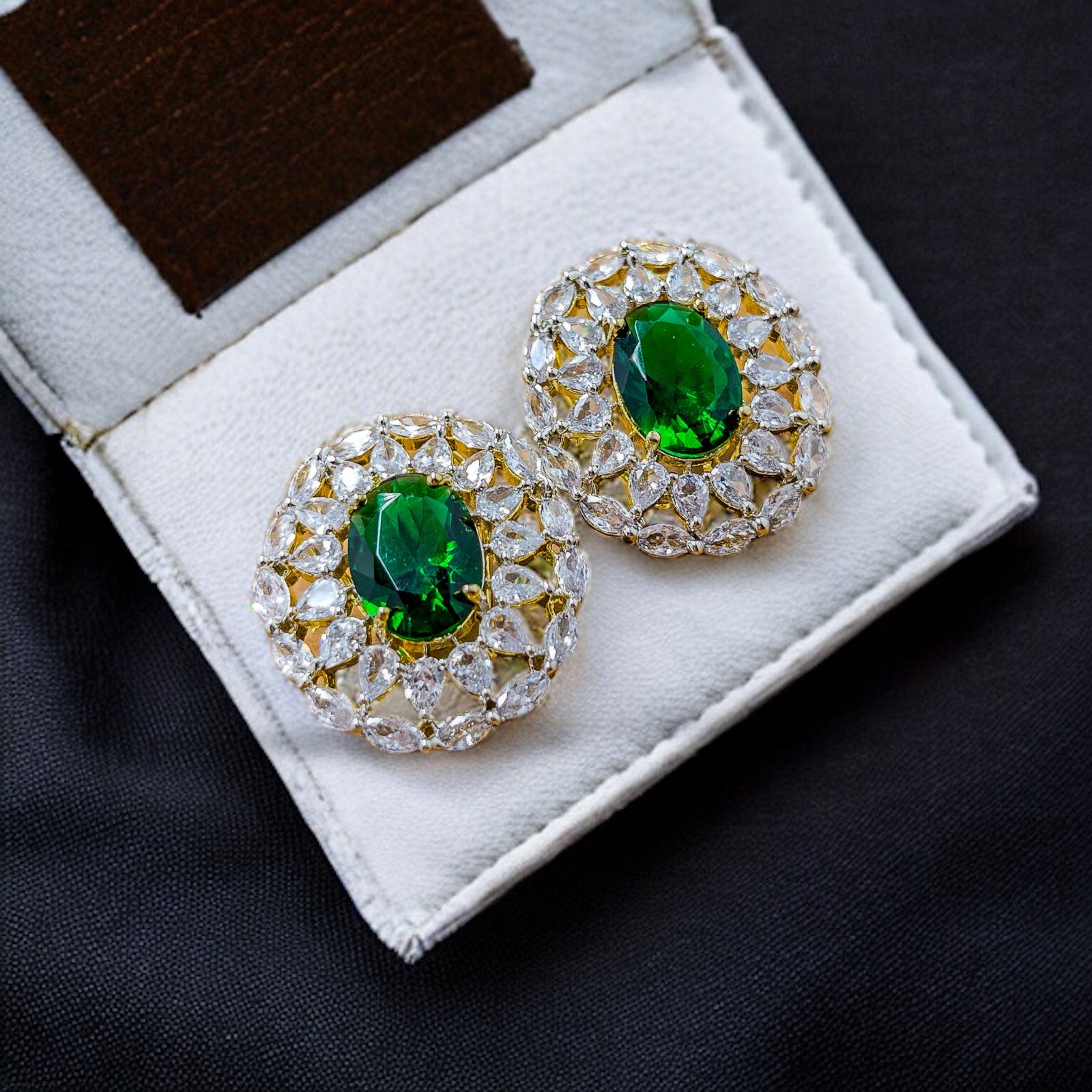 Rani - High Quality CZ Studs Emerald Green