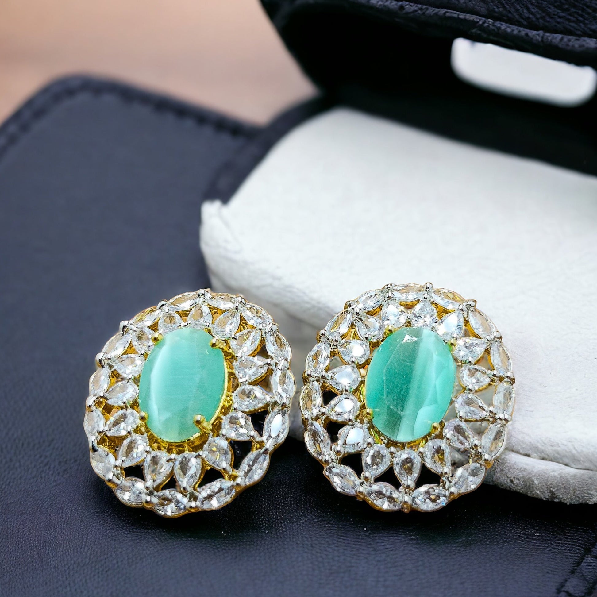 Rani - High Quality CZ Studs Sea Green