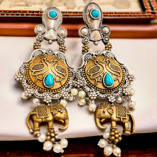 Sunheri - Indian Handmade Silver Replica Earring