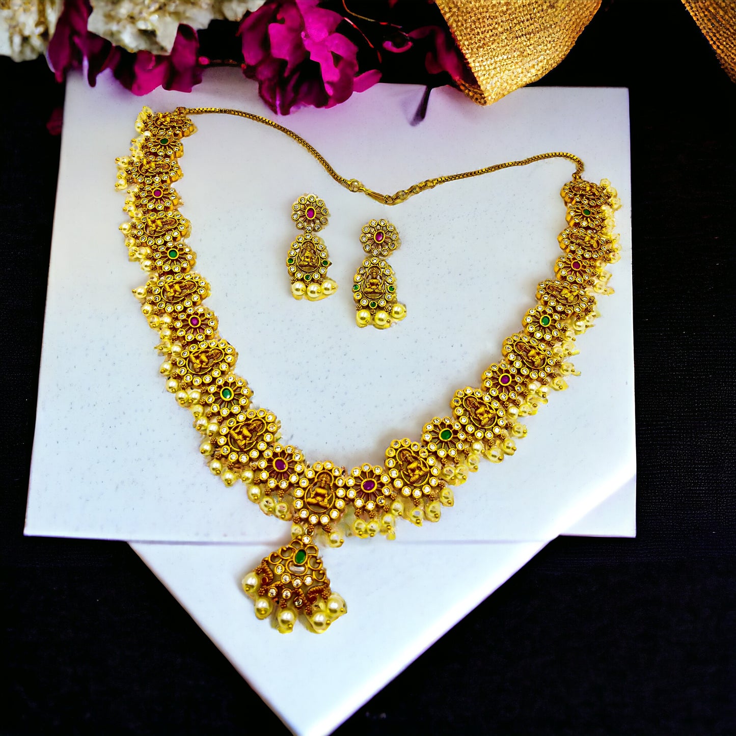 Temple Long Necklace Set - Anti-tarnish Gold-Plated