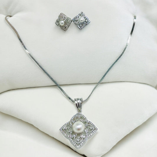 White Pearl Set with AD Stones